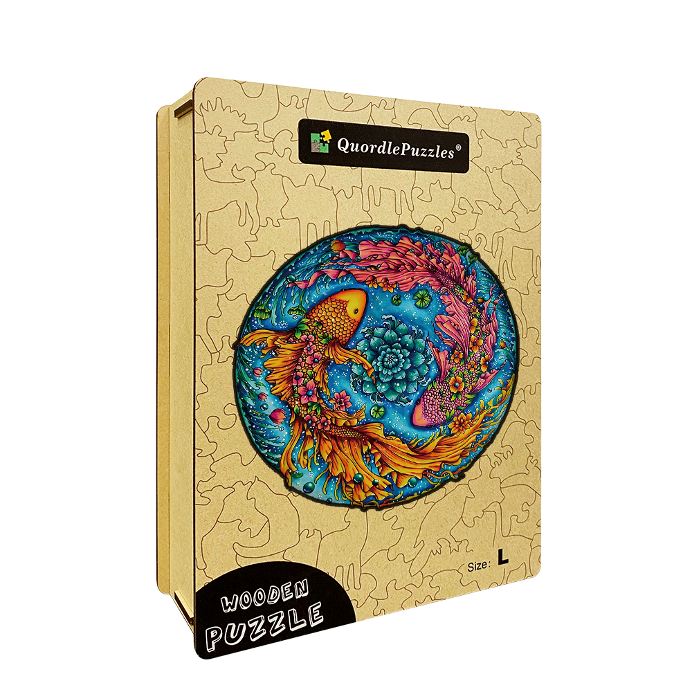 Drewniana układanka Yin Yang Ryby