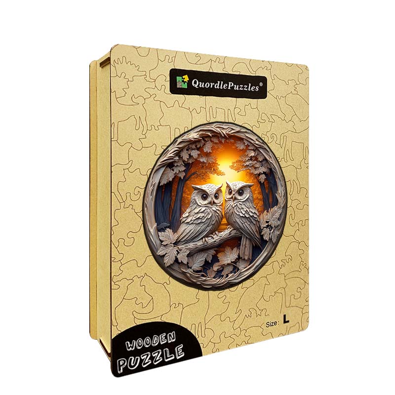 3D Drewniane Puzzle Sowy w Lesie