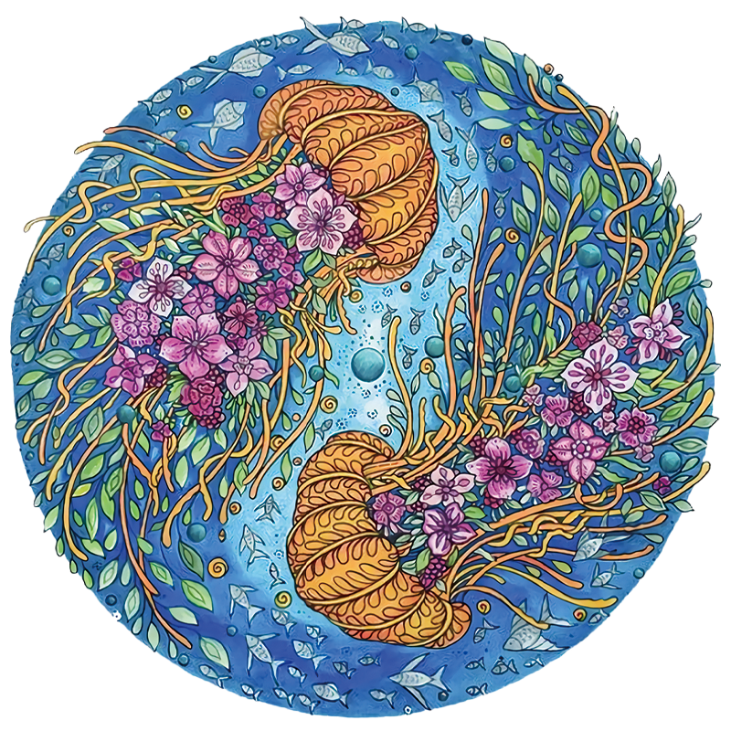 Drewniana układanka Yin Yang Meduza
