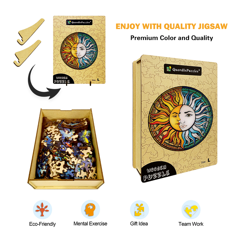 Drewniana układanka księżyc i słońce