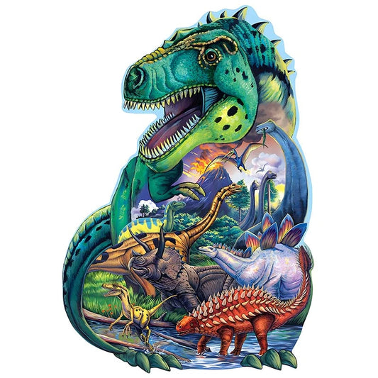 Drewniana układanka dinozaury i wulkan