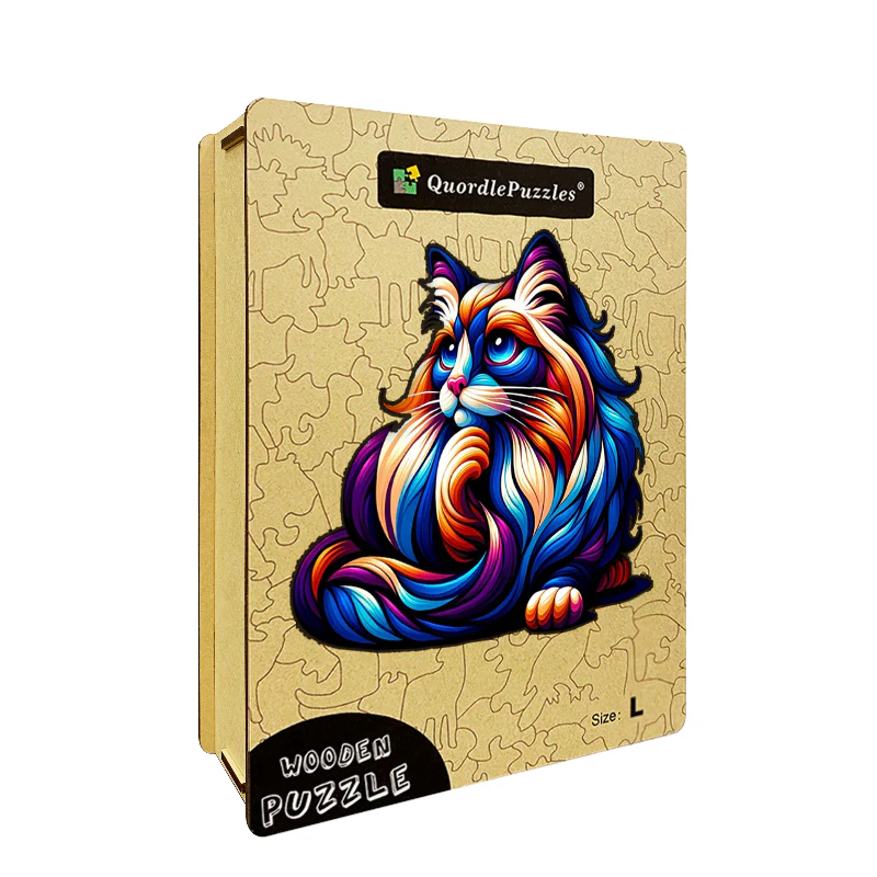 Drewniana układanka z pięknymi kotami rasy ragdoll