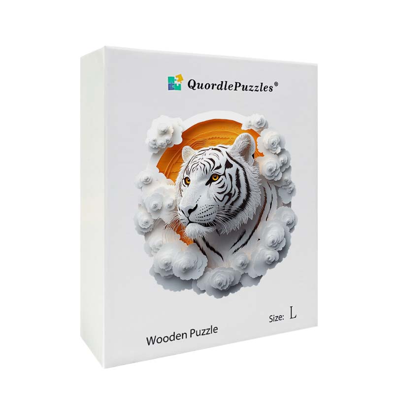 3D Drewniane Puzzle Biały Tygrys