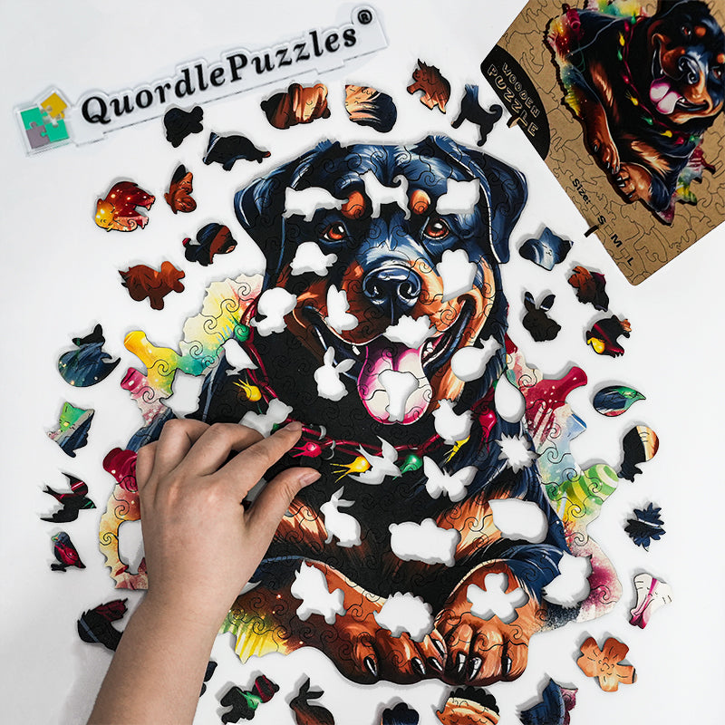 Drewniane puzzle Rottweilera