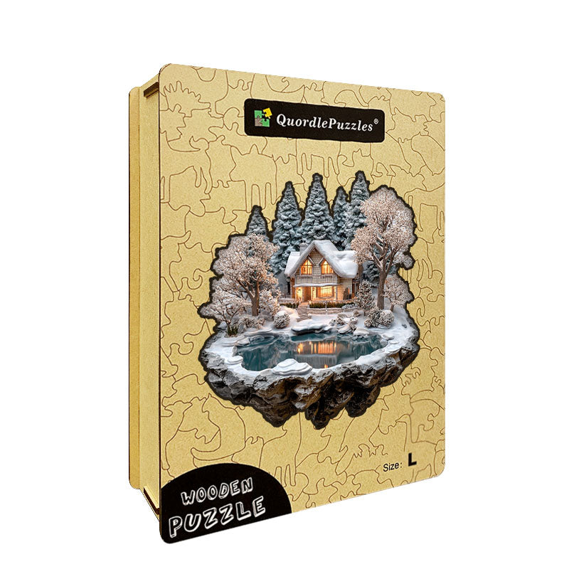 Cisza przy Zimowej Chatce – drewniane puzzle