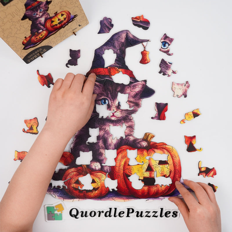 🔥Ostatni dzień 85% zniżki - halloweenową naklejkę winylową z kapeluszem wiedźmy kota i dynią