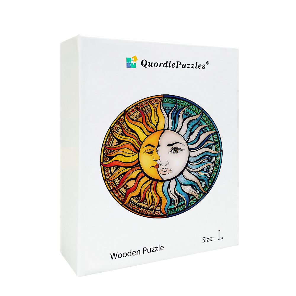 Drewniana układanka księżyc i słońce