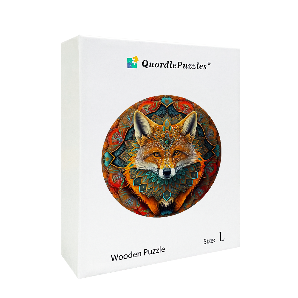 Drewniana układanka z lisem w stylu etnicznym