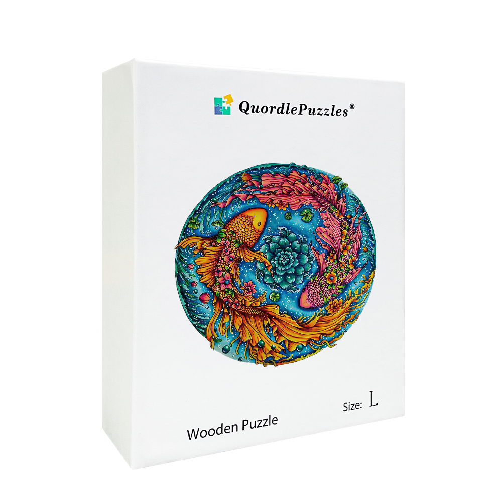 Drewniana układanka Yin Yang Ryby