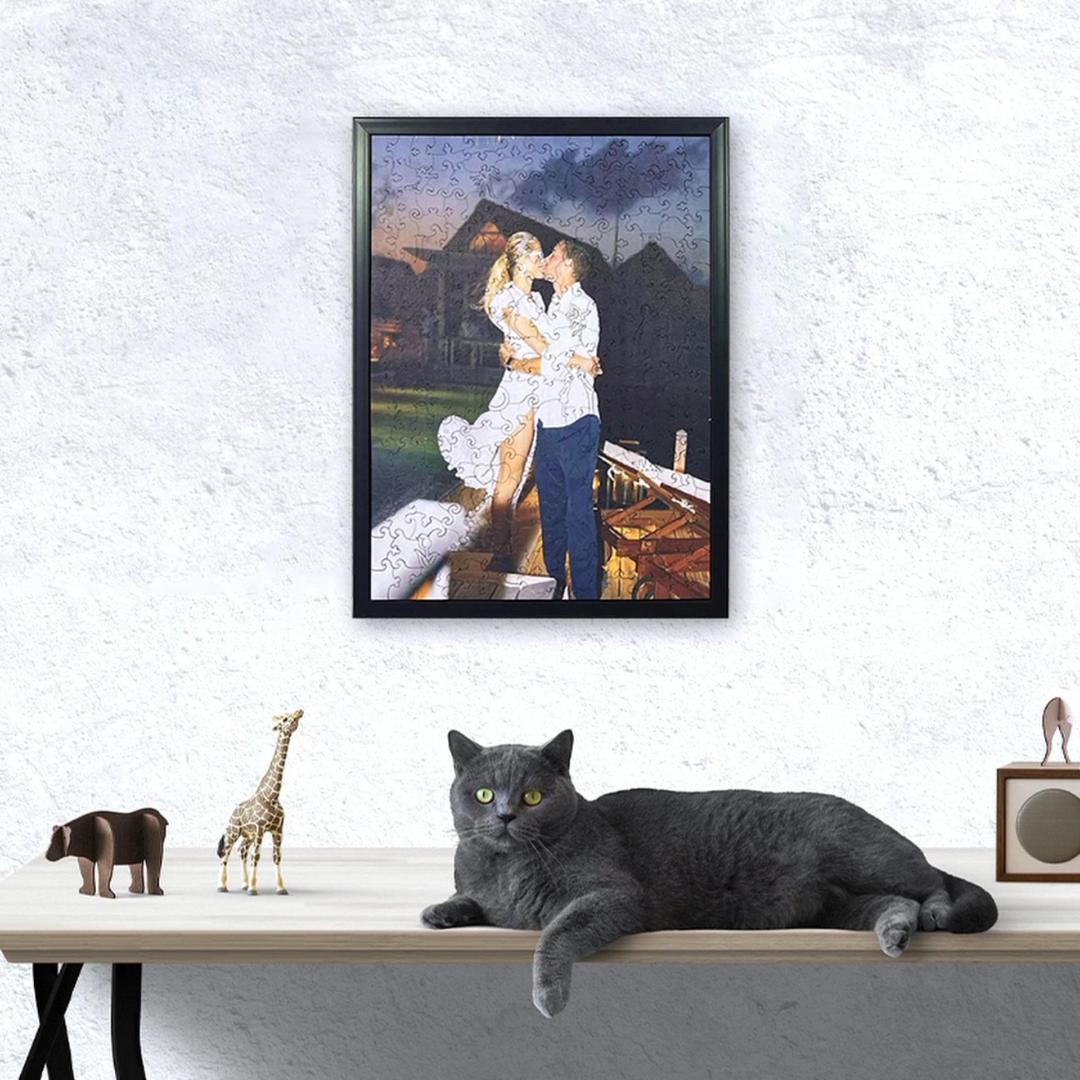 Spersonalizowane zdjęcie szczęśliwa rodzina drewniane puzzle