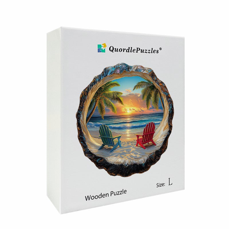 3D Drewniane Puzzle Tropikalny Zachód Słońca