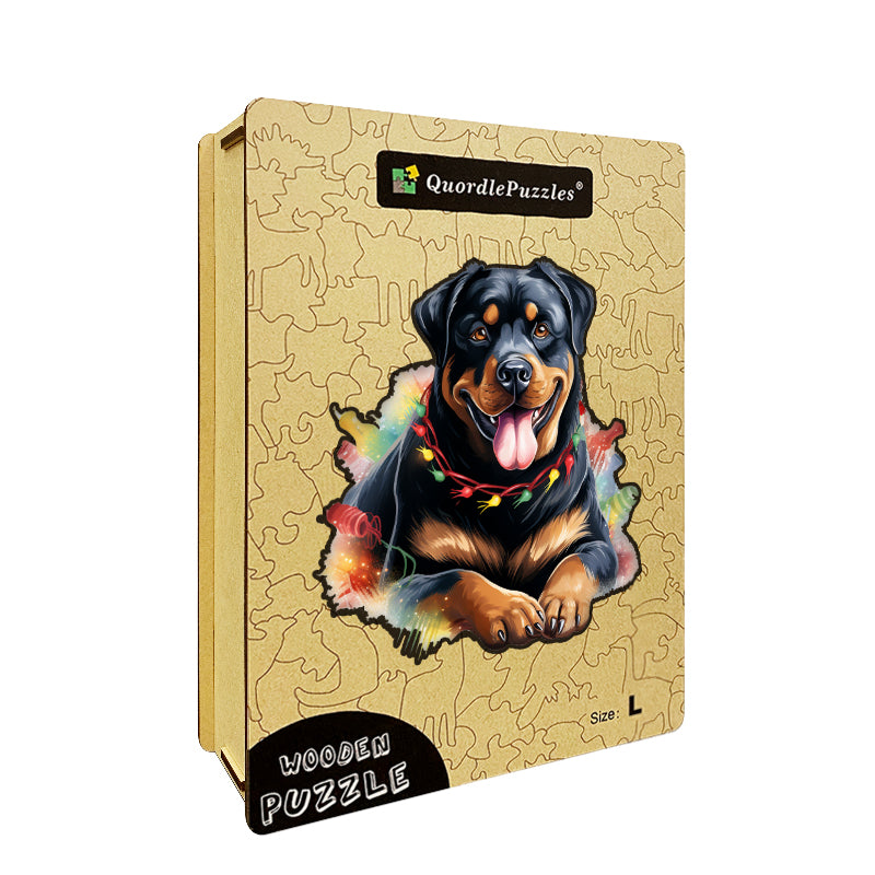 Drewniane puzzle Rottweilera