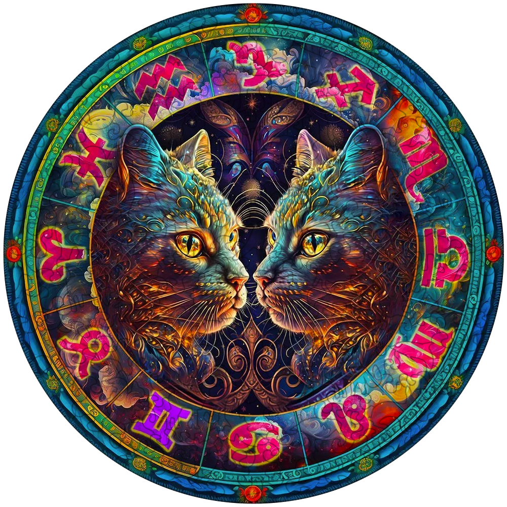 🔥Ostatni dzień 92% zniżki na drewnianą układankę z kotem zodiaku