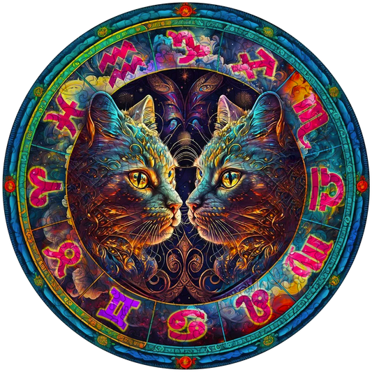 🔥Ostatni dzień 92% zniżki na drewnianą układankę z kotem zodiaku