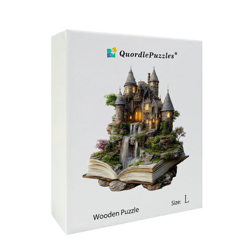3D puzzle drewniane zamku przy wodospadzie