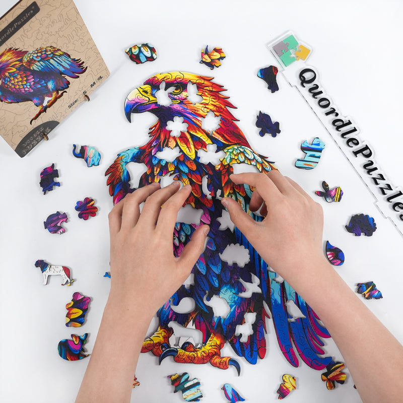 🔥Ostatni dzień 92% - drewniane puzzle z kolorowymi orłami