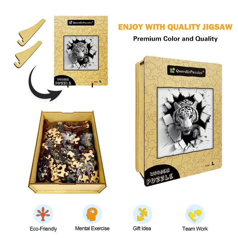 3D puzzle drewniane wybuchu białego tygrysa