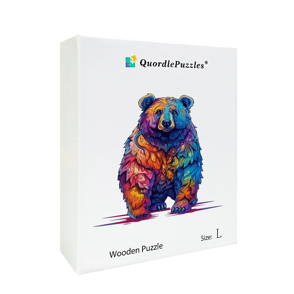 🔥Ostatni dzień 83% zniżki-piękny psychodeliczny wściekły niedźwiedź drewniane puzzle
