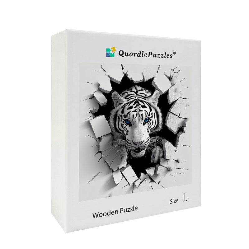 3D puzzle drewniane wybuchu białego tygrysa