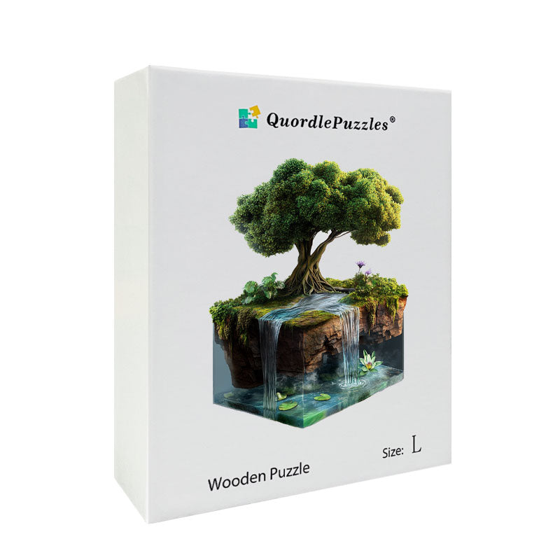 3D puzzle drewniane spokojnej wyspy z wodospadem