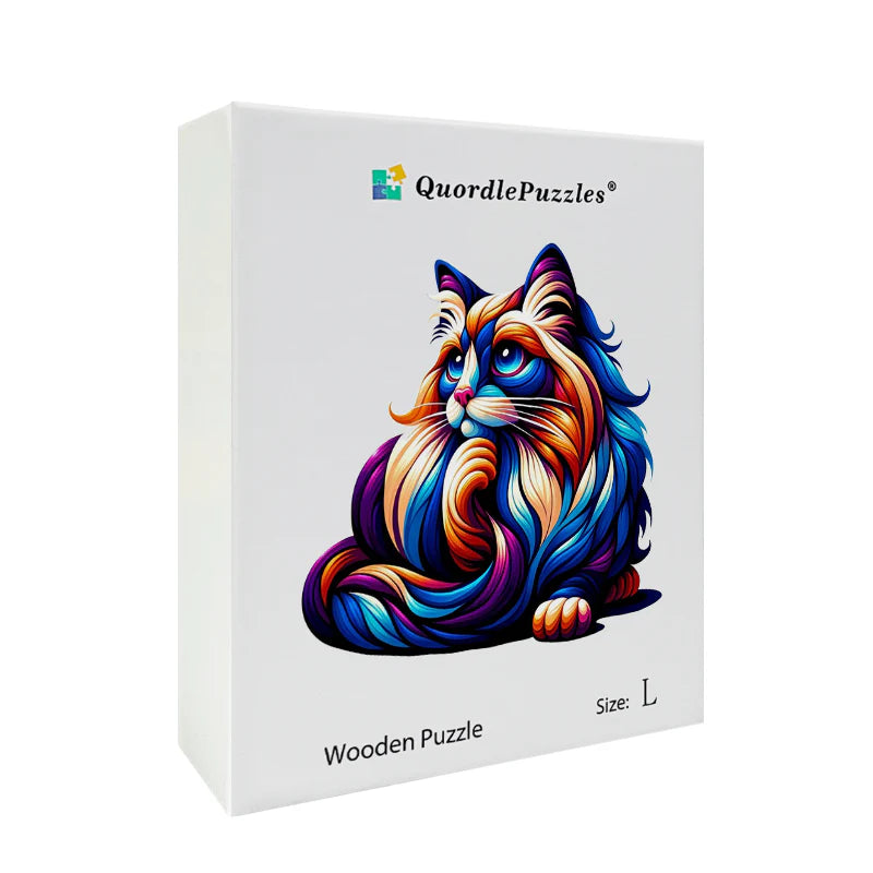 Drewniana układanka z pięknymi kotami rasy ragdoll