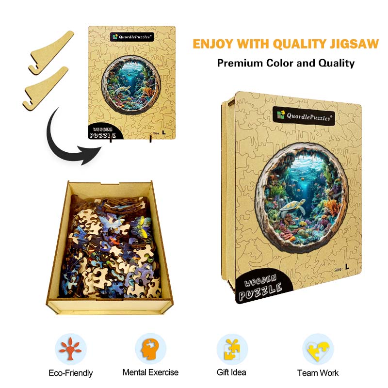 3D Drewniane Puzzle Żółw na Rafie Koralowej
