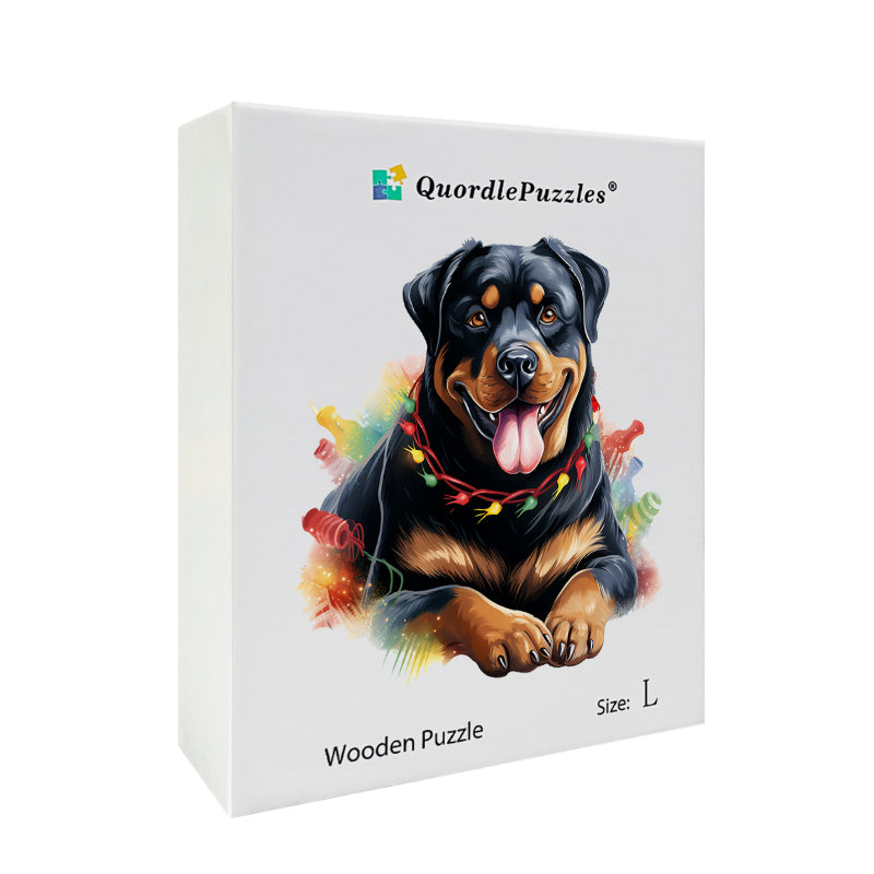 Drewniane puzzle Rottweilera