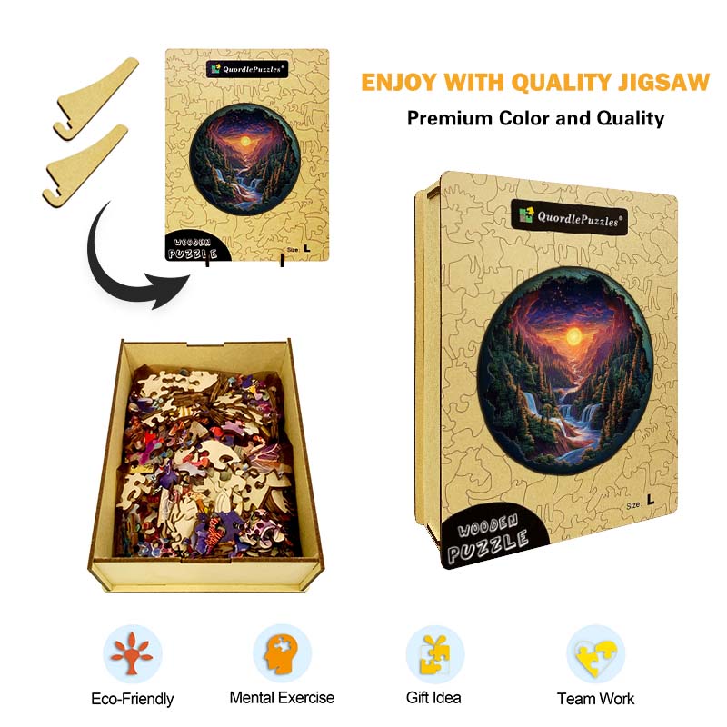 3D Drewniane Puzzle Krajobraz z Wodospadem