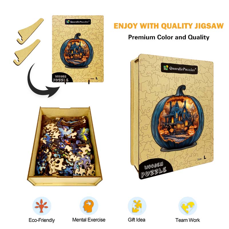 3D Drewniane Puzzle Nawiedzony Dom z Dynią