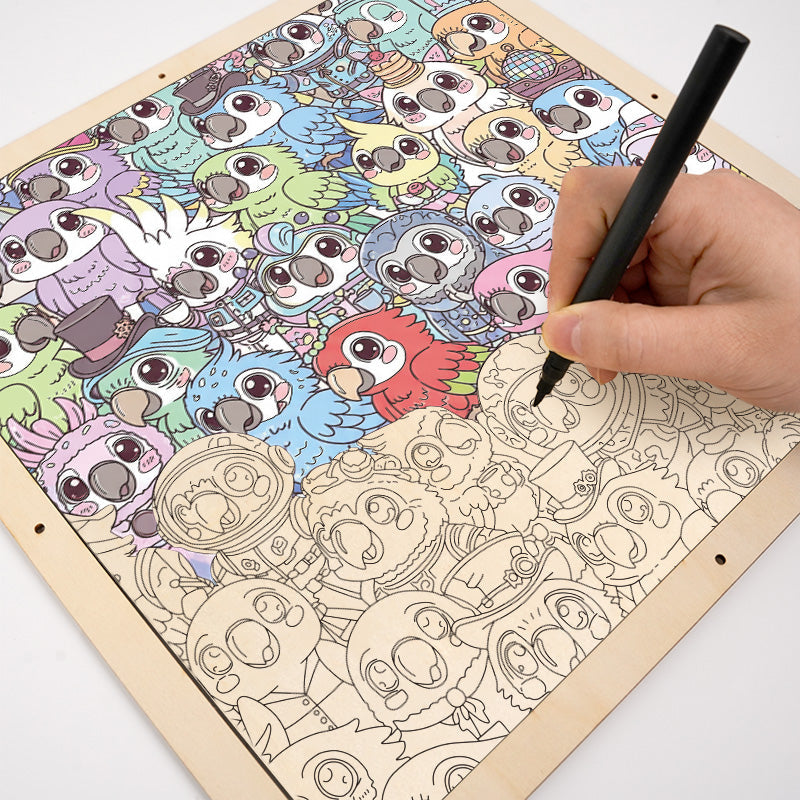 Budgerigar - Drewniane puzzle do kolorowania