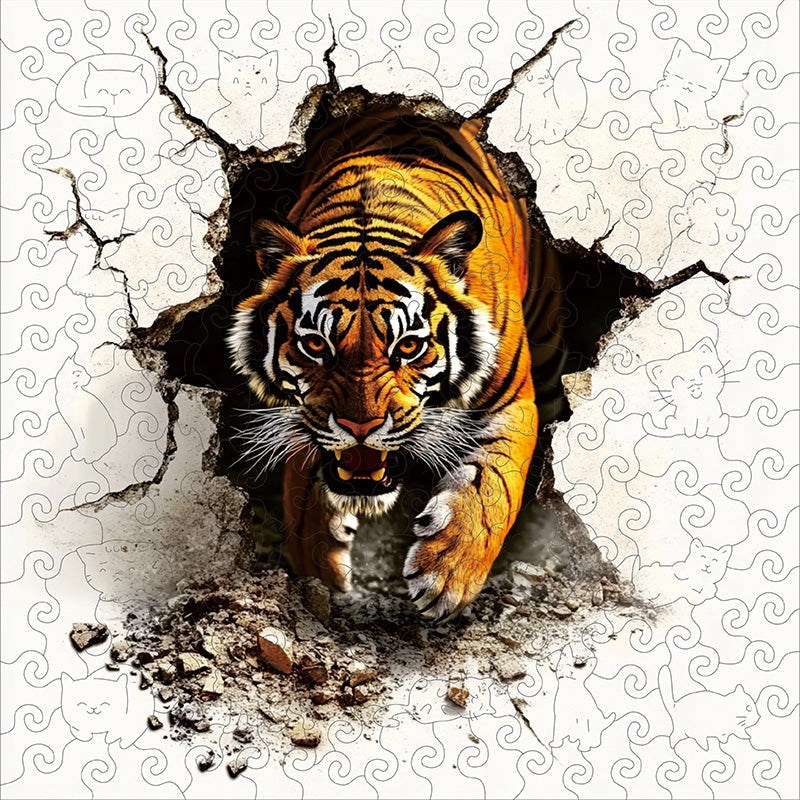3D puzzle drewniane wybuchu ryczącego tygrysa