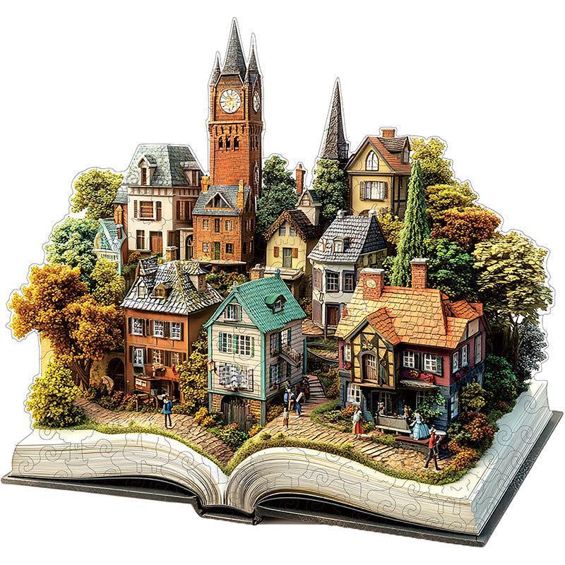 3D puzzle drewniane placu miejskiego