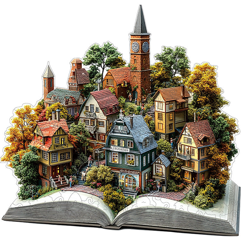 3D puzzle drewniane wioski jesiennej