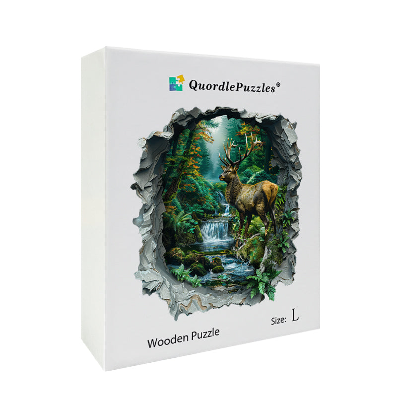 Drewniane Puzzle Jeleń w Zaczarowanym Lesie