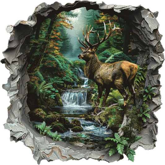 Drewniane Puzzle Jeleń w Zaczarowanym Lesie
