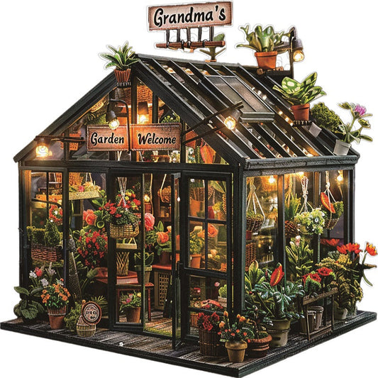 Drewniane Puzzle Szklarnia w Ogrodzie Babci