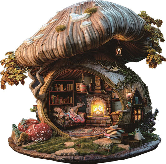 Drewniane Puzzle Przytulny Domek Grzybek