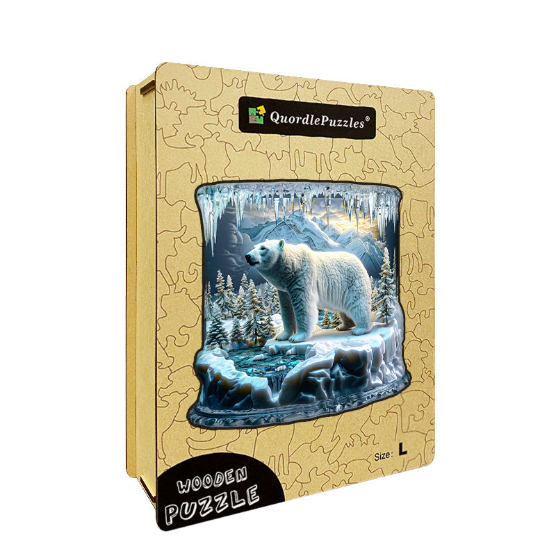 Drewniane Puzzle Niedźwiedź Polarny w Lodowej Krainie Czarów
