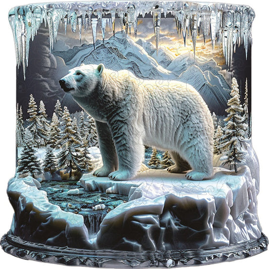 Drewniane Puzzle Niedźwiedź Polarny w Lodowej Krainie Czarów