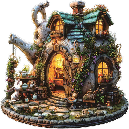 Drewniane Puzzle Domek w Kształcie Czajnika
