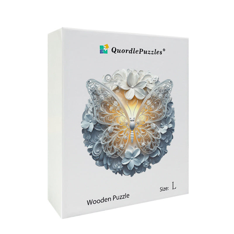 Drewniane Puzzle Elegancki Biały Motyl