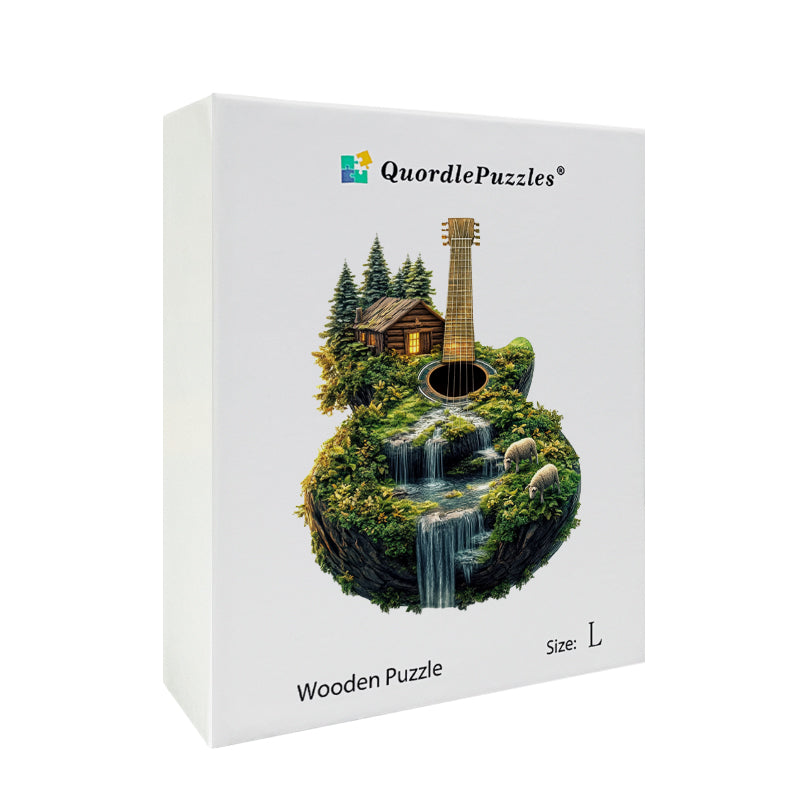 Drewniane Puzzle Wodospad na Wyspie w Kształcie Gitary