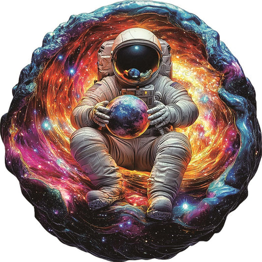Drewniane Puzzle Astronauta w Kosmosie