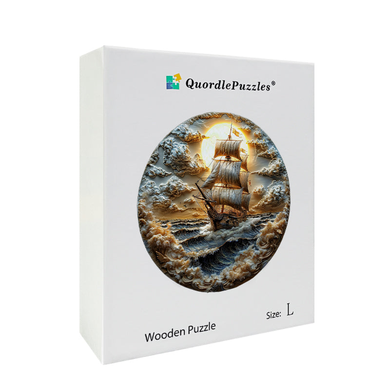 Puzzle in legno Viaggio al chiaro di luna in mare