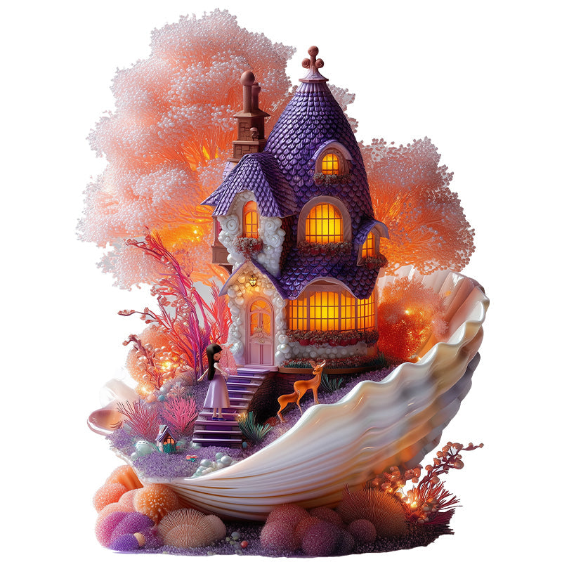 Puzzle in legno Cottage delle fate delle conchiglie