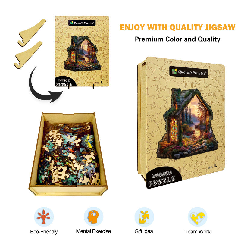 Puzzle in legno Cottage al tramonto