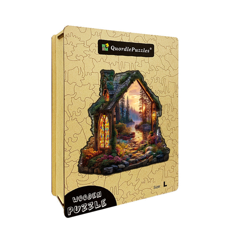 Puzzle in legno Cottage al tramonto