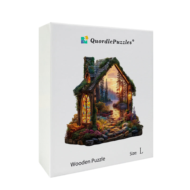 Puzzle in legno Cottage al tramonto