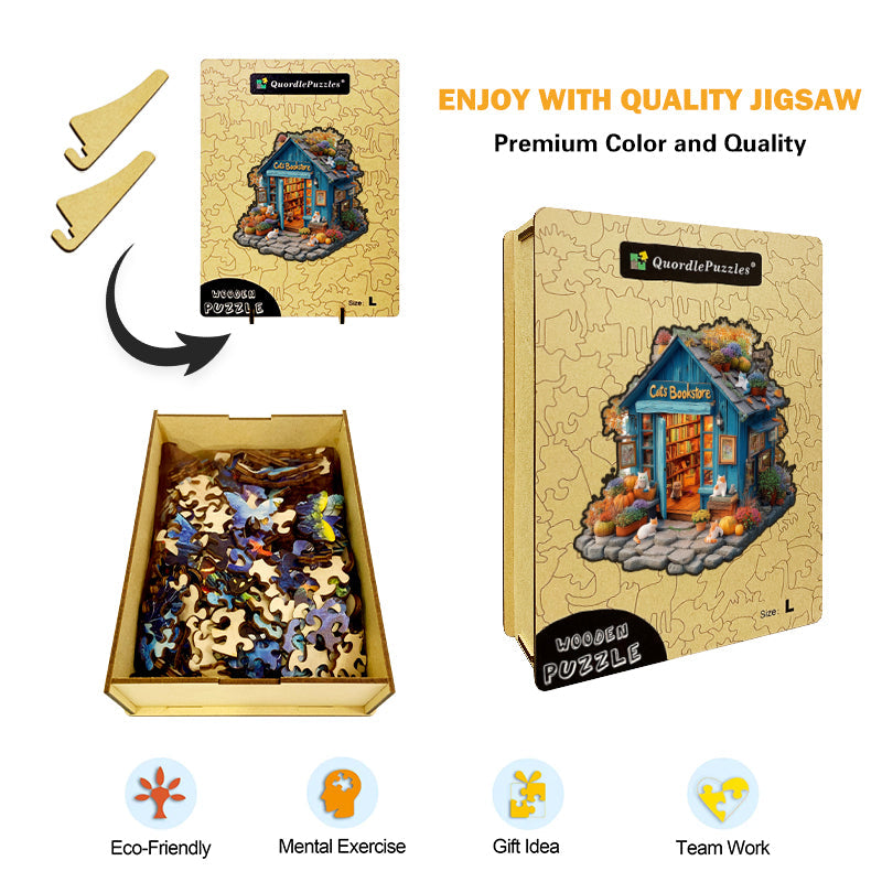 Puzzle in legno Libreria dei gatti