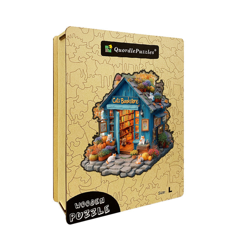 Puzzle in legno Libreria dei gatti